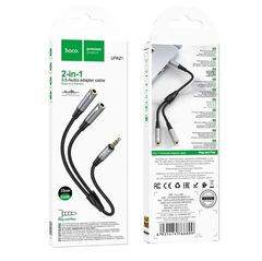 Переходник AUX 3.5мм (папа) - 2 AUX 3.5мм (мама) hoco UPA21 / 25см 